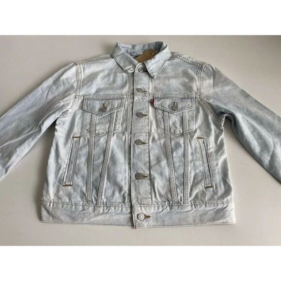 Levi’s Women’s 29944153 Embroidered Ex Boyfriend Jean Denim Trucker Jacket Sz S - Picture 8 of 11